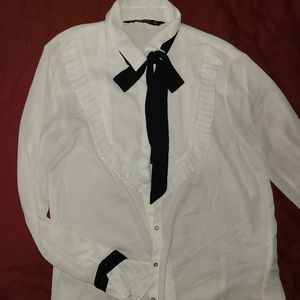 Zara basic french style ruffled blouse